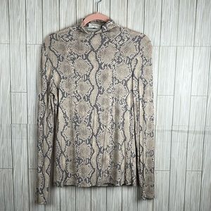 Aritizia BABATON Women’s Larry Snake Print Mock Turtleneck Long Sleeve Top Sz‎ M